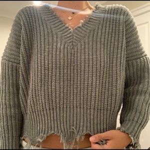 Grey distressed sweater